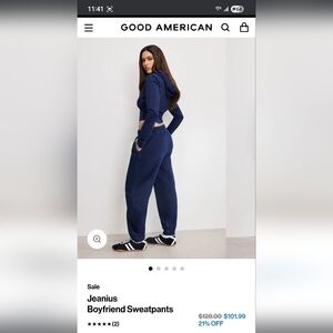 Good American Navy Boyfriend Sweatpants
